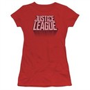 Justice League Movie Juniors Shirt Distressed Logo Red T-Shirt