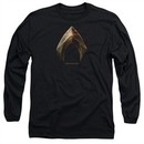Justice League Movie Long Sleeve Shirt Aquaman Logo Black Tee T-Shirt