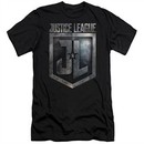 Justice League Movie Slim Fit Shirt Shield Logo Black T-Shirt