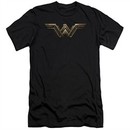 Justice League Movie Slim Fit Shirt Wonder Woman Logo Black Tee