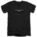 Justice League Movie Slim Fit V-Neck Shirt Batman Logo Black T-Shirt