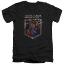 Justice League Movie Slim Fit V-Neck Shirt Charge Black T-Shirt