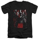 Justice League Movie Slim Fit V-Neck The League Red Glow Black T-Shirt