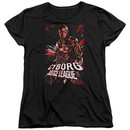 Justice League Movie Womens Shirt Cyborg Profile Black T-Shirt