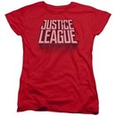 Justice League Movie Womens Shirt Distressed Logo Red T-Shirt