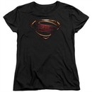 Justice League Movie Womens Shirt Superman Logo Black T-Shirt