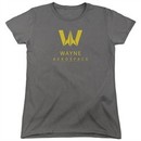 Justice League Movie Womens Shirt Wayne Aerospace Charcoal T-Shirt