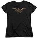 Justice League Movie Womens Shirt Wonder Woman Logo Black T-Shirt