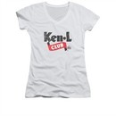 Ken L Ration Shirt Juniors V Neck Club Logo White T-Shirt