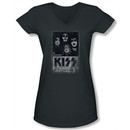 Kiss Rock Band Shirt Juniors V Neck In Concert Live Charcoal Tee Shirt