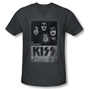 Kiss Rock Band Shirt Slim Fit V Neck In Concert Live Charcoal Tee Shirt