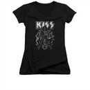 Kiss Shirt Juniors V Neck Skulls Black T-Shirt
