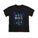 Kiss Shirt Kids Colorful Fire Black T-Shirt