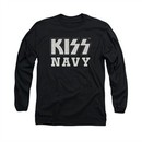 Kiss Shirt Navy Logo Long Sleeve Black Tee T-Shirt