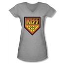 Kiss Shirt Rock Band Juniors V Neck Army Logo Grey Tee Shirt