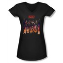 Kiss Shirt Rock Band Juniors V Neck Stage Destroyer Cover Tee Shirt