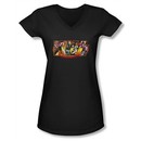 Kiss Shirt Rock Band Juniors V Neck Stage Logo Black Tee Shirt