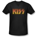 Kiss Shirt Rock Band Slim Fit V Neck Classic Black Tee Shirt