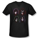 Kiss Shirt Rock Band Slim Fit V Neck Solo Heads Black Tee Shirt