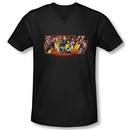 Kiss Shirt Rock Band Slim Fit V Neck Stage Logo Black Tee Shirt