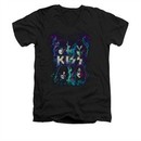 Kiss Shirt Slim Fit V-Neck Colorful Fire Black T-Shirt
