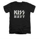Kiss Shirt Slim Fit V-Neck Navy Logo Black T-Shirt