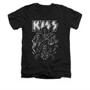 Kiss Shirt Slim Fit V-Neck Skulls Black T-Shirt