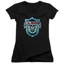 L.A. Guns Juniors V Neck Shirt Shield Black T-Shirt