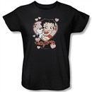 Betty Boop Ladies T-shirt Kiss Black Tee Shirt