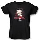 Betty Boop Ladies T-shirt Classic Kiss Black Tee Shirt