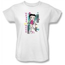 Betty Boop Ladies T-shirt Booping 80s Style White Tee Shirt