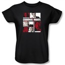Criminal Minds Ladies T-shirt Character Boxes TV Show Black Tee Shirt