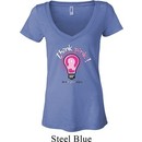 Ladies Breast Cancer Awareness Shirt Think Pink Burnout V-neck Tee
