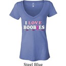 Ladies Breast Cancer Shirt I Love Boobies Burnout V-neck Tee T-Shirt