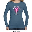 Ladies Breast Cancer Shirt Think Pink Long Sleeve Thermal Tee T-Shirt
