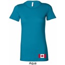Ladies Canada Tee Canadian Flag Bottom Print Longer Length Shirt