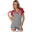 Ladies Canada Tee Canadian Flag Pocket Print Contrast V-neck