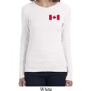 Ladies Canada Tee Canadian Flag Pocket Print Long Sleeve