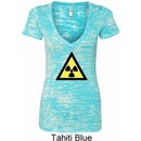 Ladies Fallout Shirt Radioactive Triangle Burnout V-neck Tee T-Shirt