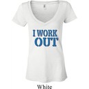 Ladies Fitness Shirt I Work Out Burnout V-neck Tee T-Shirt
