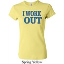 Ladies Fitness Shirt I Work Out Crewneck Tee T-Shirt