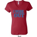 Ladies Fitness Shirt I Work Out V-neck Tee T-Shirt