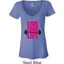 Ladies Fitness Shirt Live Love Lift Burnout V-neck Tee T-Shirt