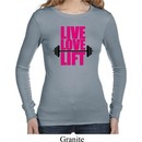 Ladies Fitness Shirt Live Love Lift Long Sleeve Thermal Tee T-Shirt