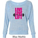 Ladies Fitness Shirt Live Love Lift Off Shoulder Tee T-Shirt