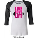 Ladies Fitness Shirt Live Love Lift Raglan Tee T-Shirt
