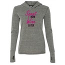 Ladies Fitness Shirt Squat Now Wine Later Tri Blend Hoodie Tee T-Shirt
