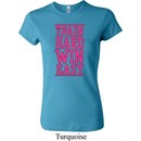 Ladies Fitness Shirt Train Hard Win Easy Crewneck Tee T-Shirt