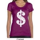 Ladies Funny Shirt Distressed Dollar Sign Scoop Neck Tee T-Shirt