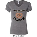 Ladies Funny Shirt Thirsty Pretzels V-neck Tee T-Shirt